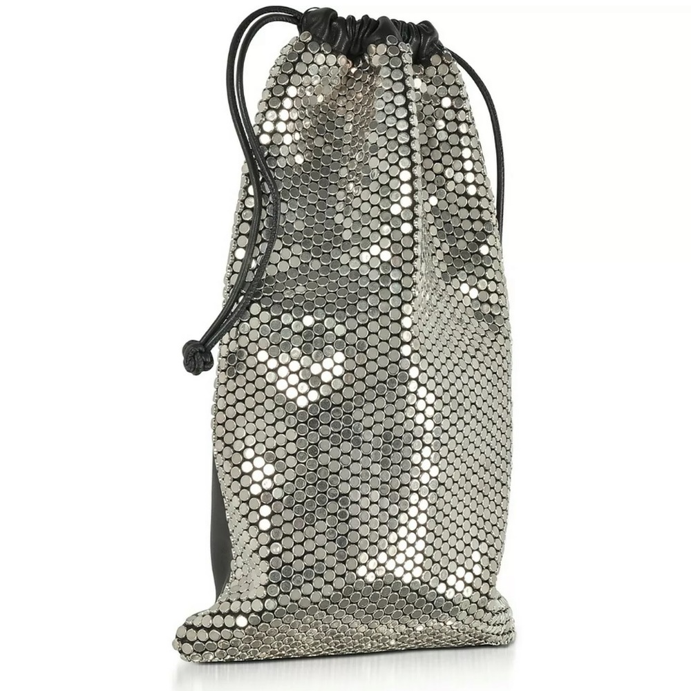 Alexander Wang Runway Ryan Dust W/Flat Silvertone Studs Black Leather Clutch